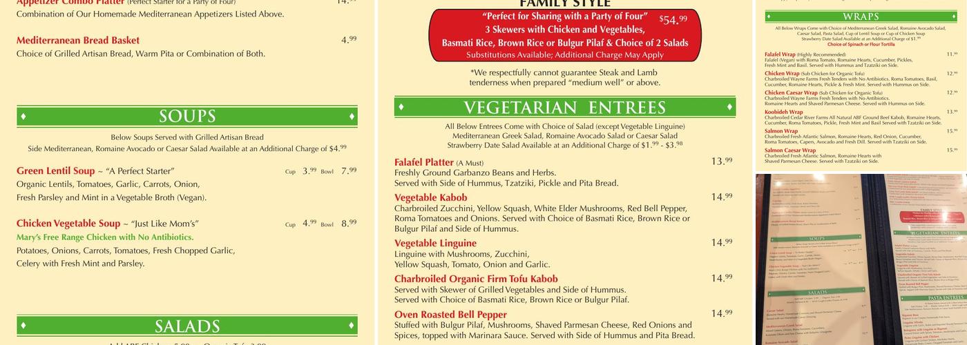 Panini Kabob Grill - Riverside Menu