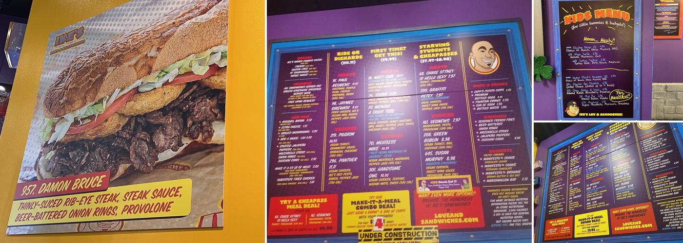 Ike's Love & Sandwiches Menu