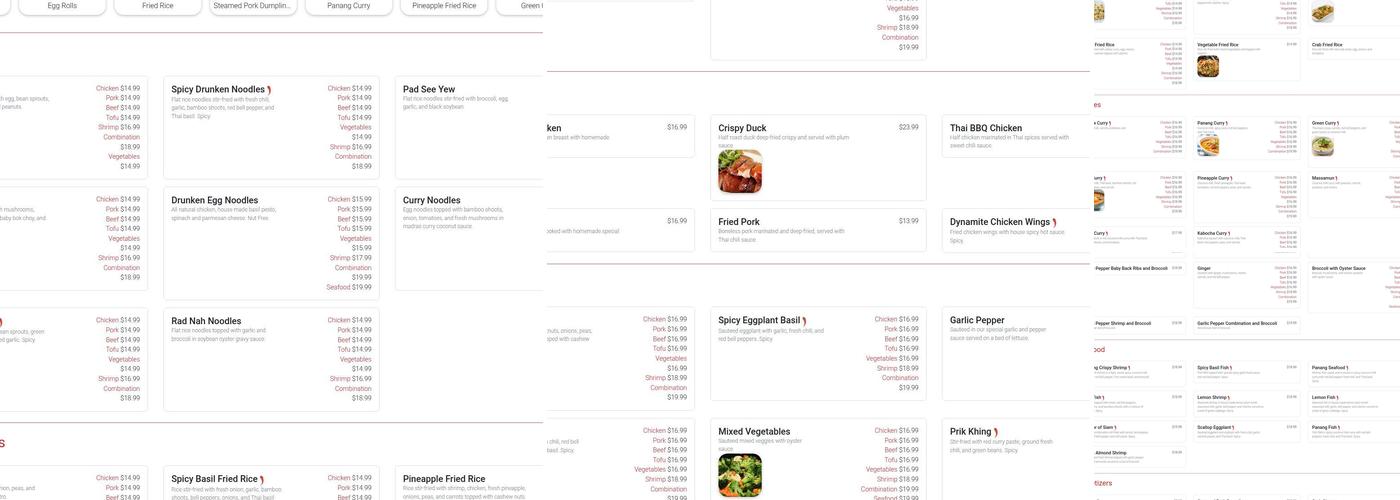 Thai Quality Restaurant Menu