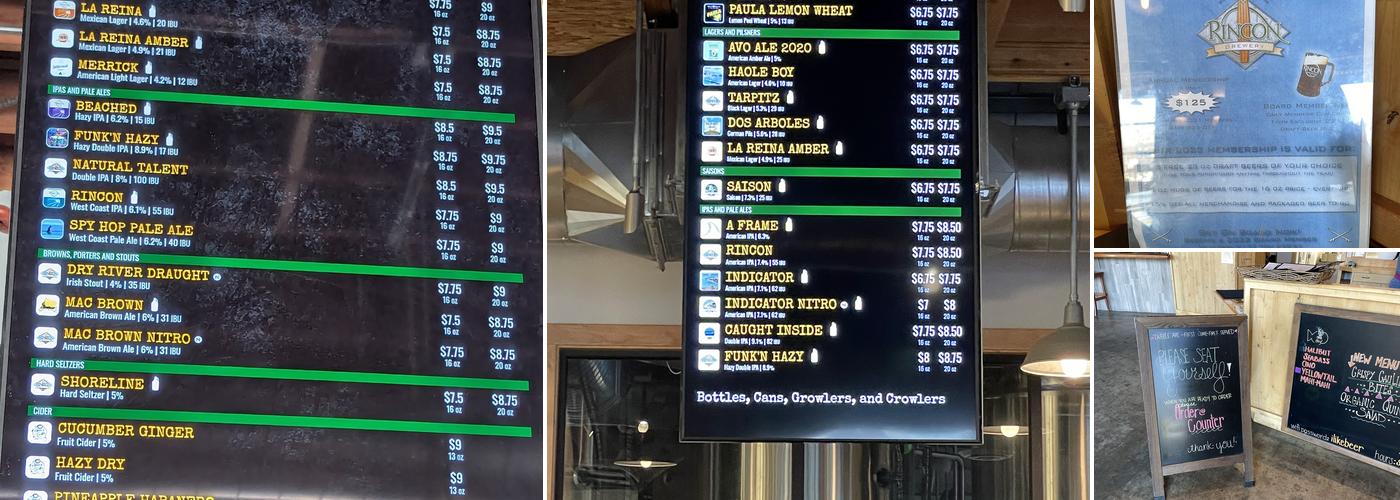 Rincon Brewery-Ventura Menu