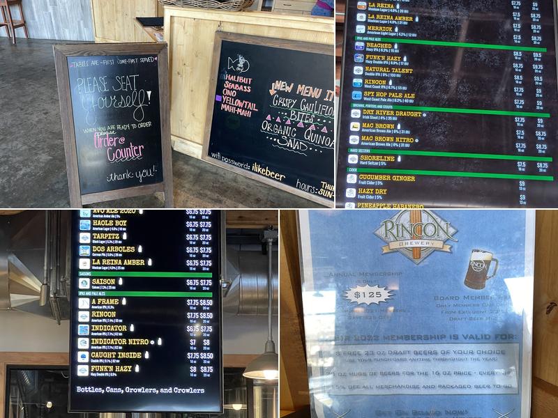 Rincon Brewery-Ventura Menu