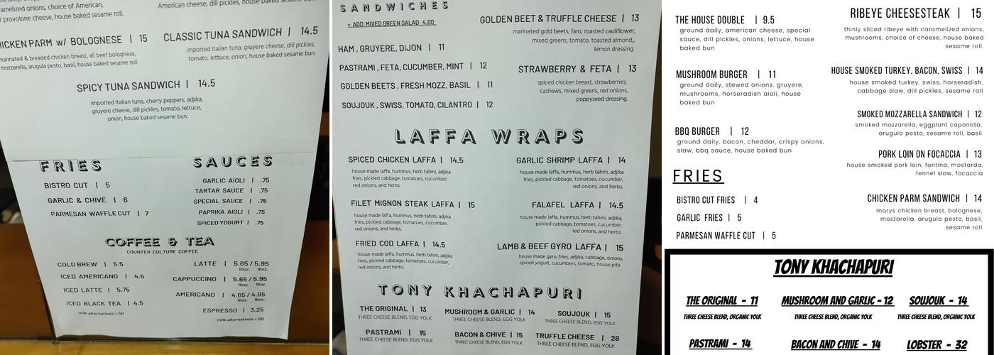 Tony Khachapuri at Oui Melrose Menu