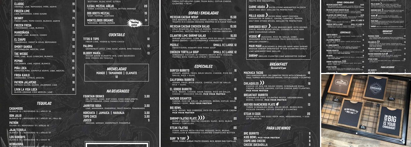 Chihuahua Cerveza Taproom Menu