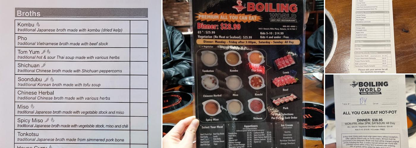 Boiling World Menu