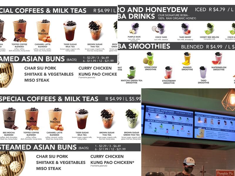Bee & Tea Menu