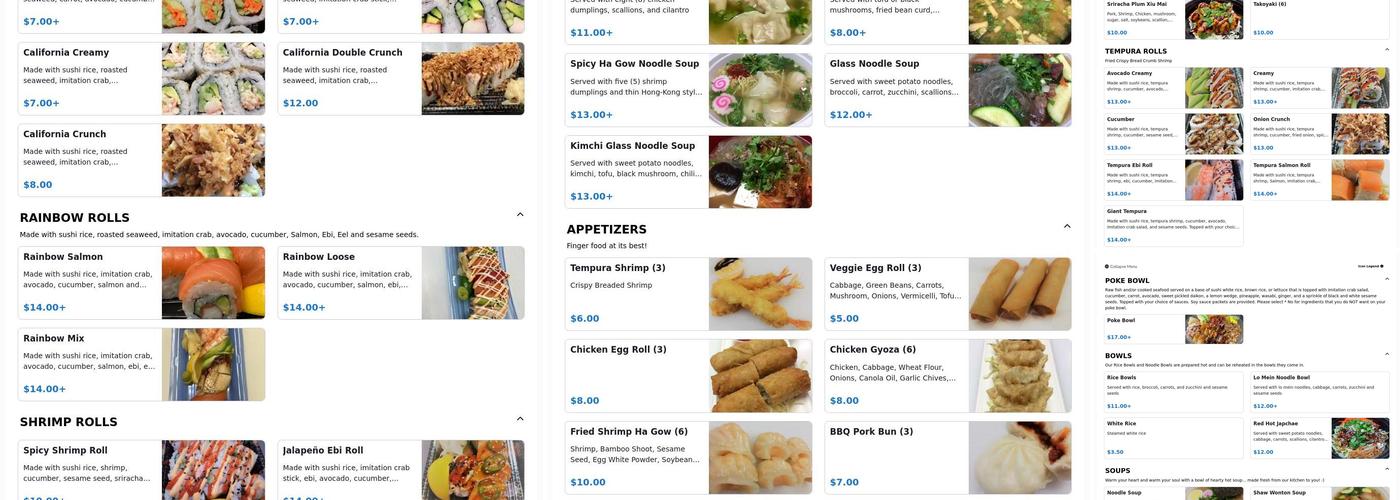 Sushi Hut Menu