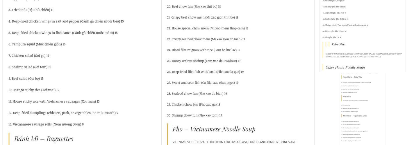 Pho & Grill Menu