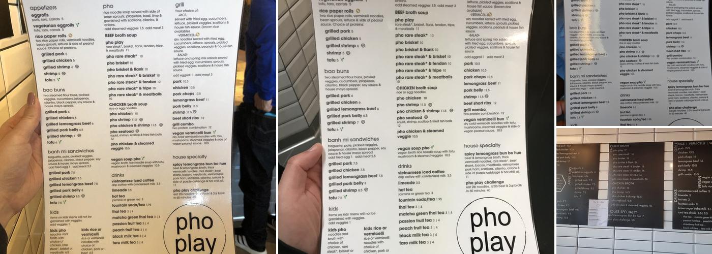 Pho Play Menu