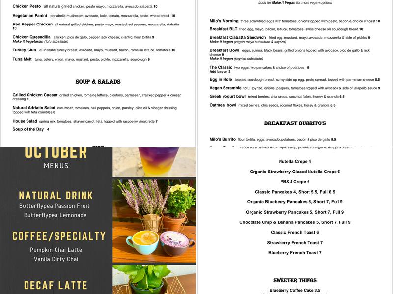 MILO Cafe & Organic Juicery Menu