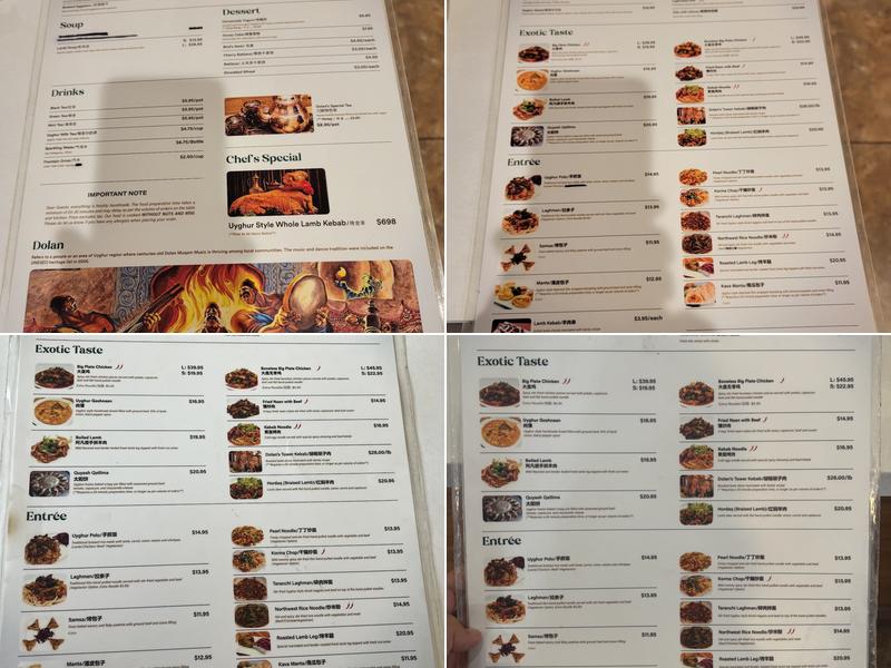Dolan’s Uyghur Cuisine Menu