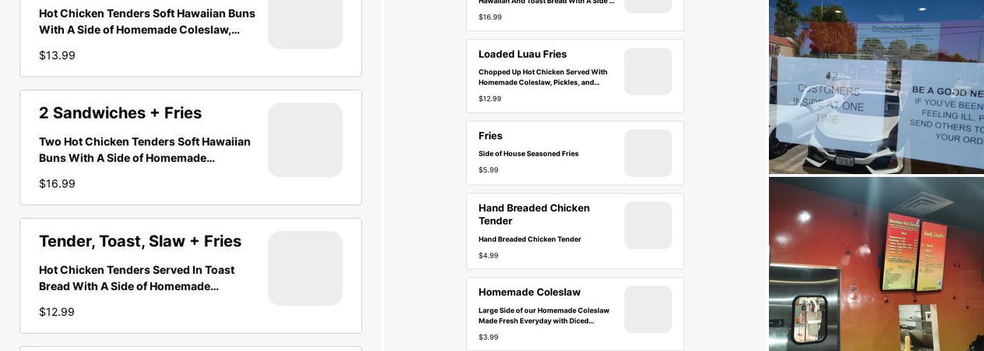 Hawaiian Hot Chicken Menu