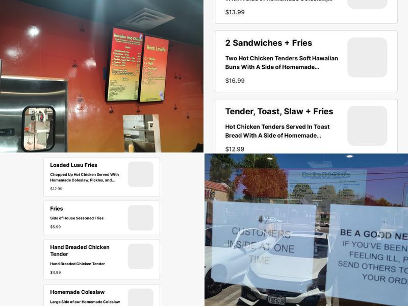 Hawaiian Hot Chicken Menu