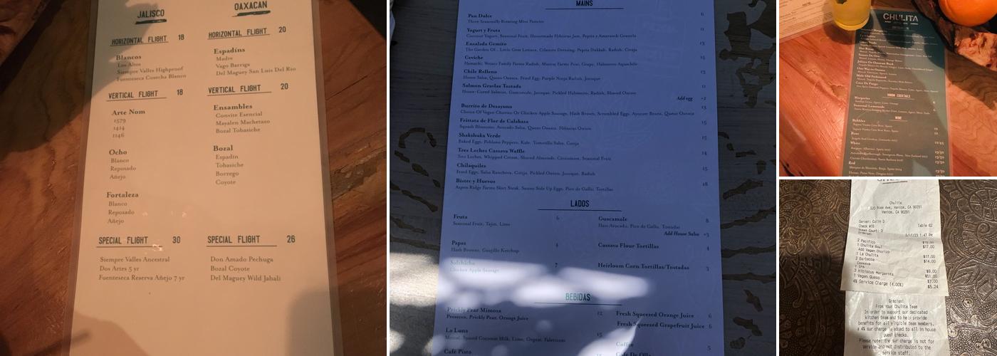 Chulita Menu