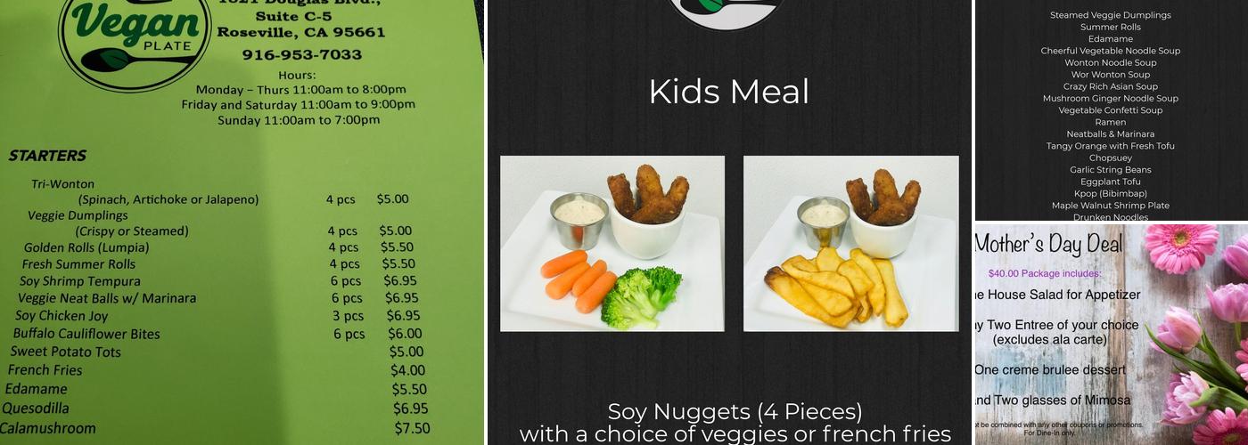 Vegan Plate Menu