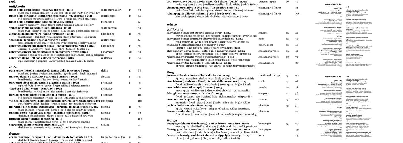 The Kitchen Table Menu