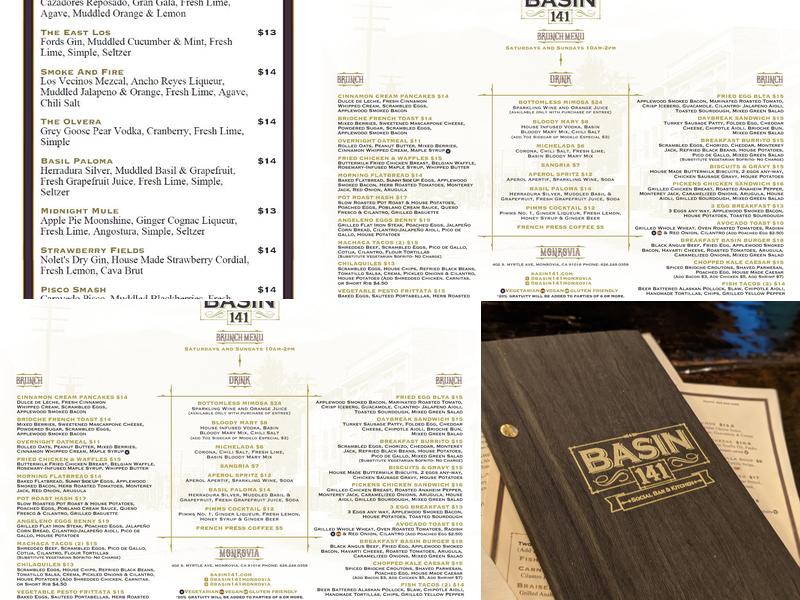 Basin 141 Social Bar & Kitchen Menu
