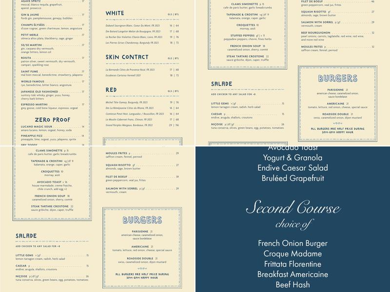 Simonette Restaurant Menu