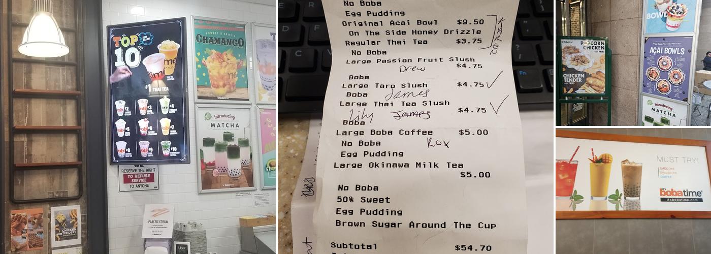 It's Boba Time- Glendale Marketplace Menu