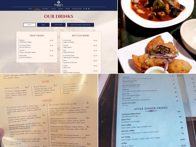 Franco's Latin Table Menu
