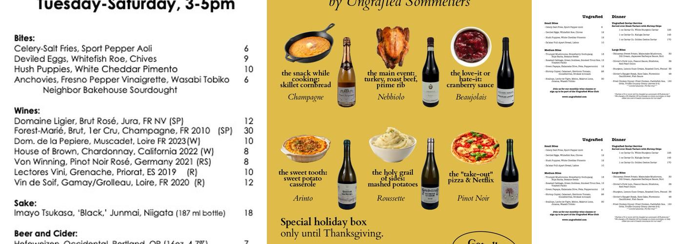 Ungrafted Menu