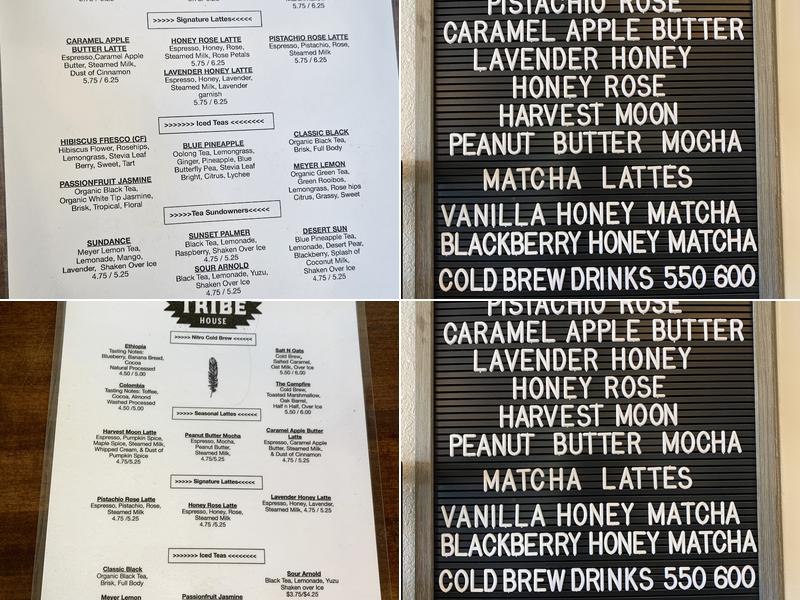 Tribe Coffeehouse Menu