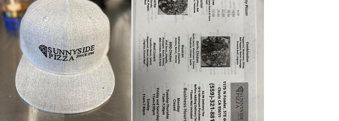 Sunnyside pizza Menu