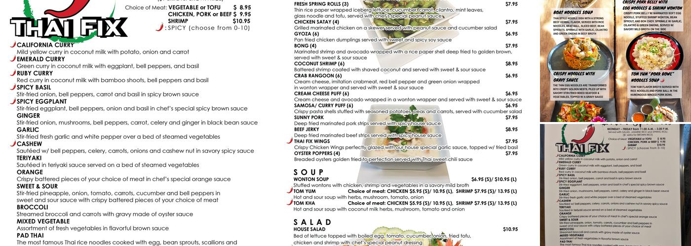 Thai Fix Menu