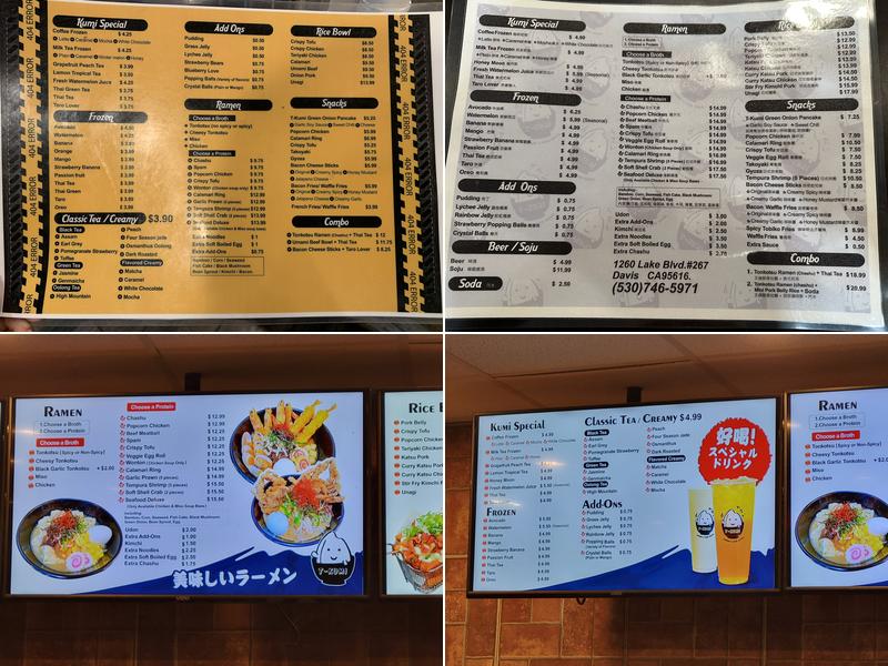 T-Kumi Ramen & Rice Bowl Menu