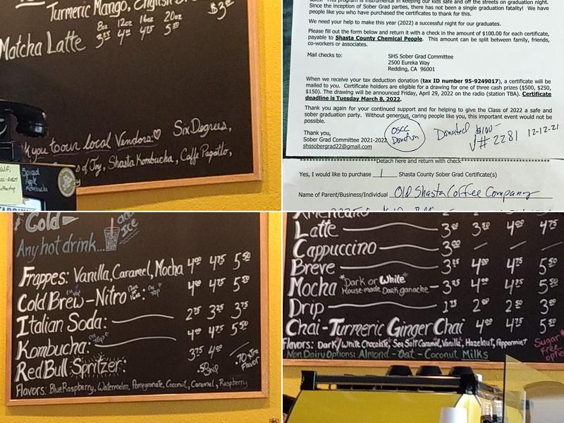 Old Shasta Coffee Company Menu