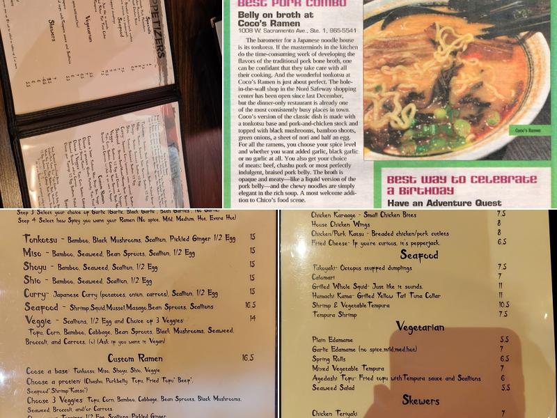 Coco's Ramen Menu