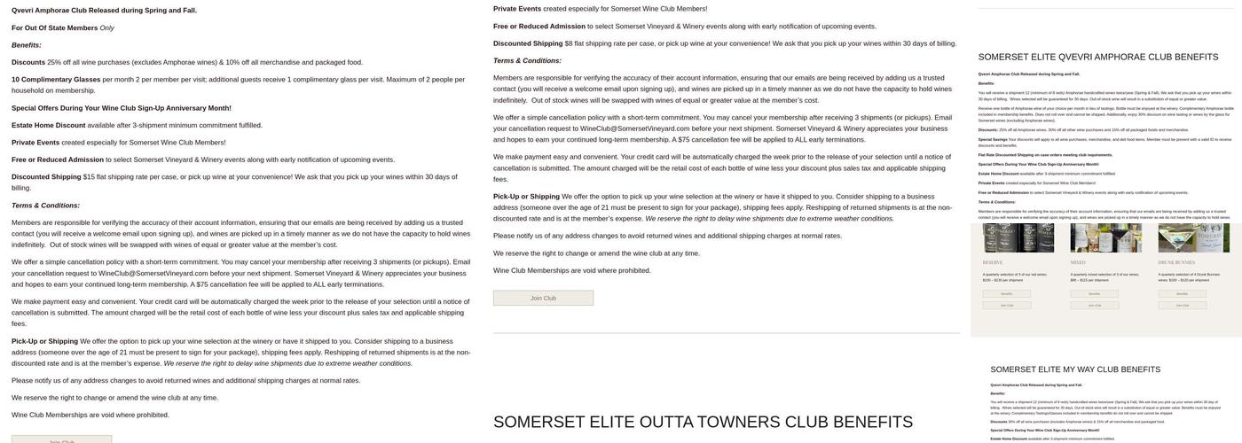 Somerset Winery Menu