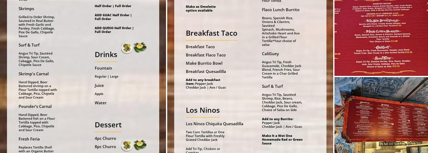 SANCHO'S TACOS Menu