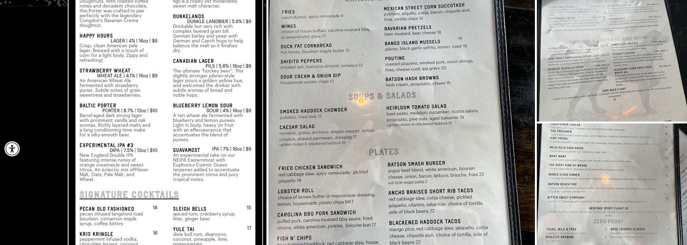 Batson River Brewing & Distilling - Kennebunk Menu