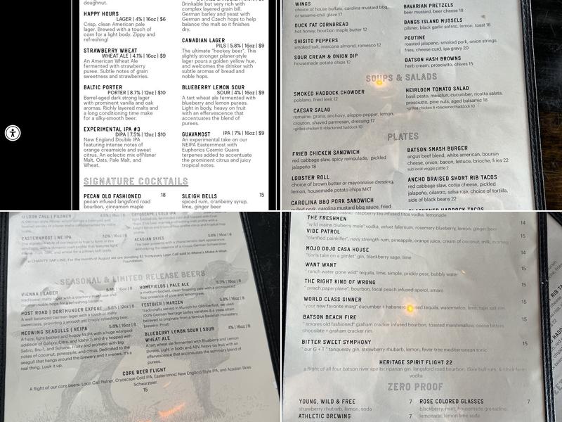Batson River Brewing & Distilling - Kennebunk Menu