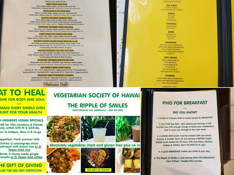 The Ripple of Smiles Menu