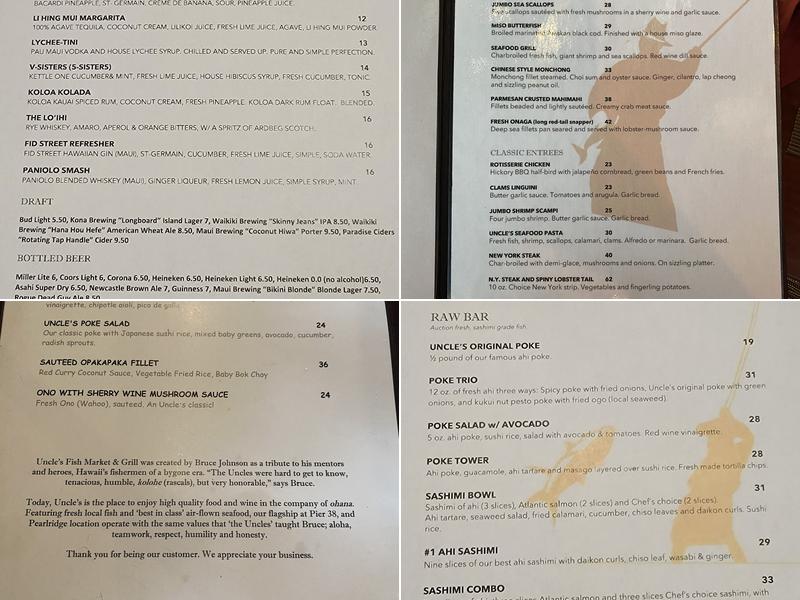 Uncle's Fish Market & Grill - Pearlridge Menu