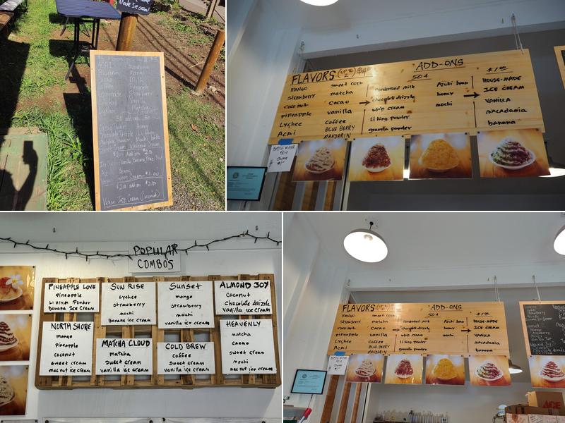 Kaimana Shave Ice Menu