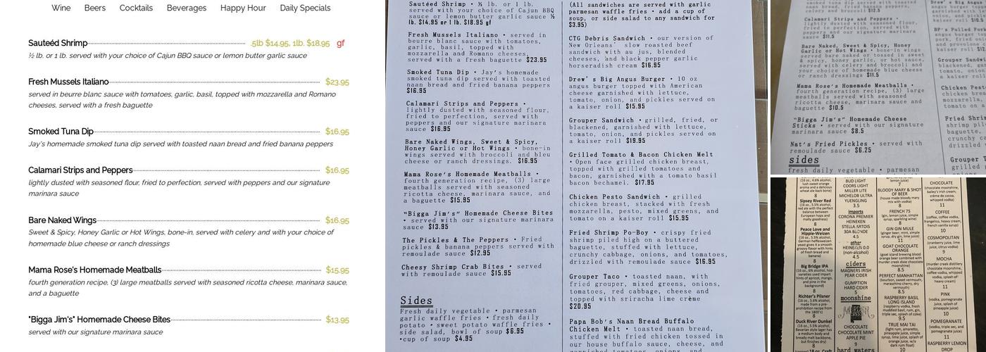 Copper Tap Grille Menu