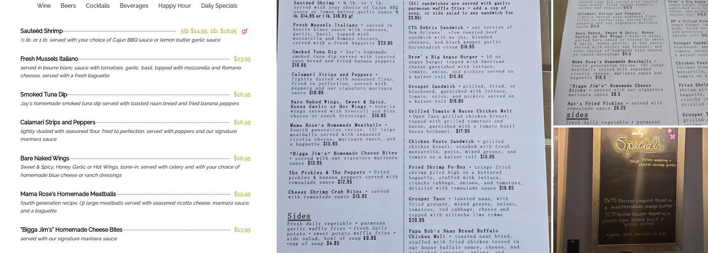 Copper Tap Grille Menu