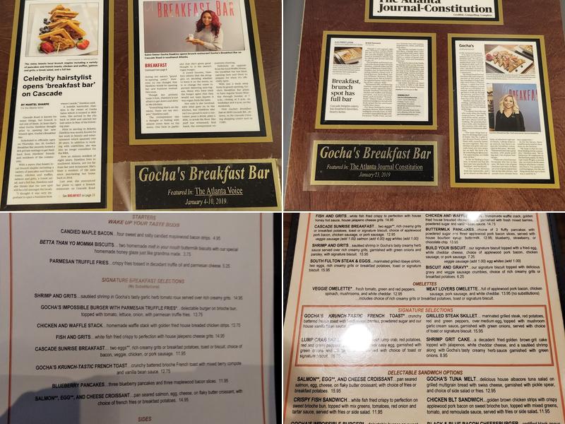 Gocha's Breakfast Bar Menu