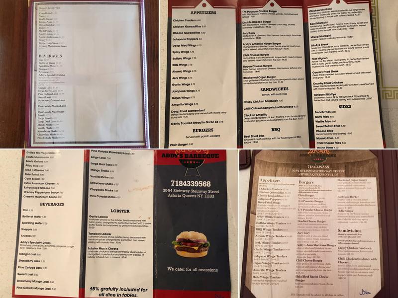 Addy's Barbecue Menu