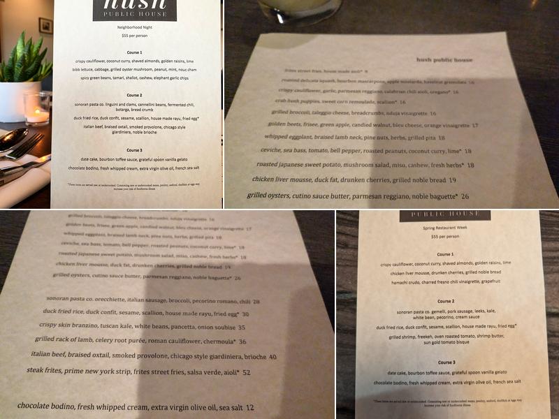 Hush Public House Menu