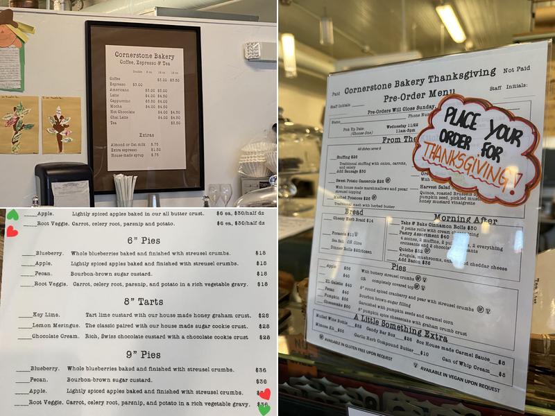 Cornerstone Bakery Menu