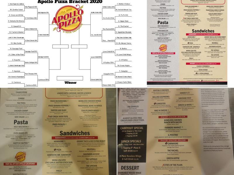 Apollo Pizza Old Town Taproom - Berea Menu