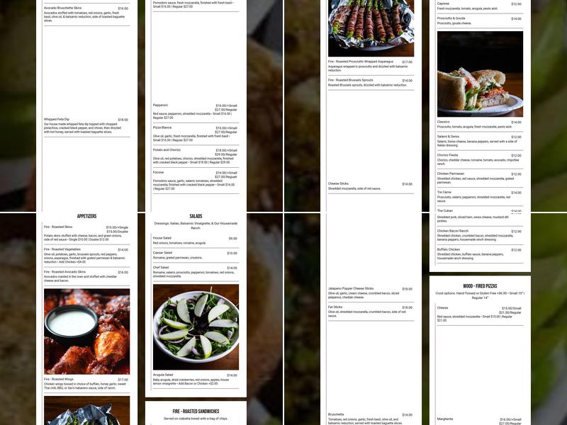 Rolling Oven Taproom Menu