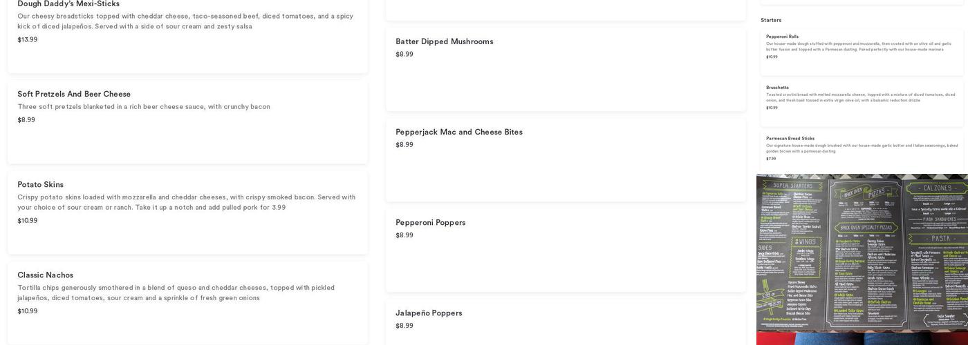 Dough Daddy's Pizza Menu