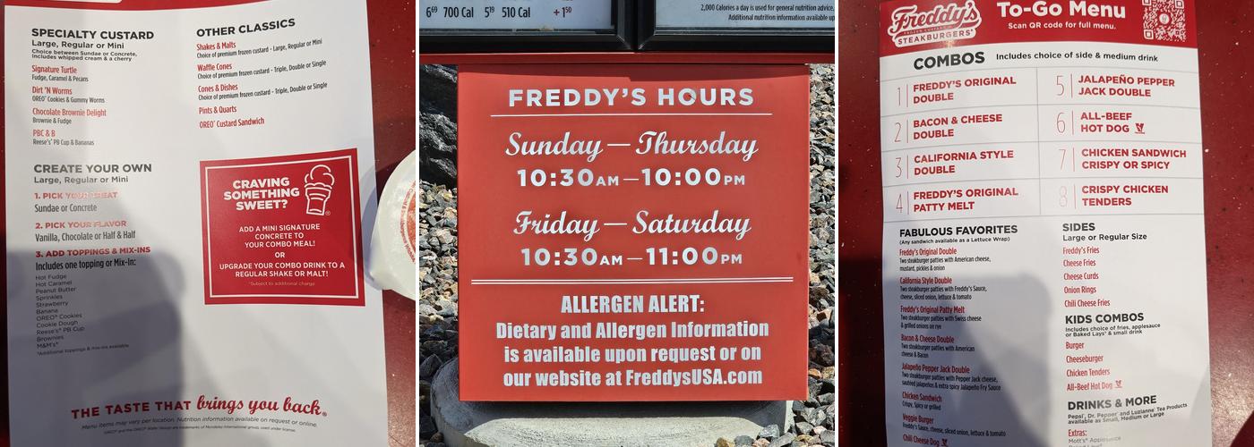 Freddy's Frozen Custard & Steakburgers Menu
