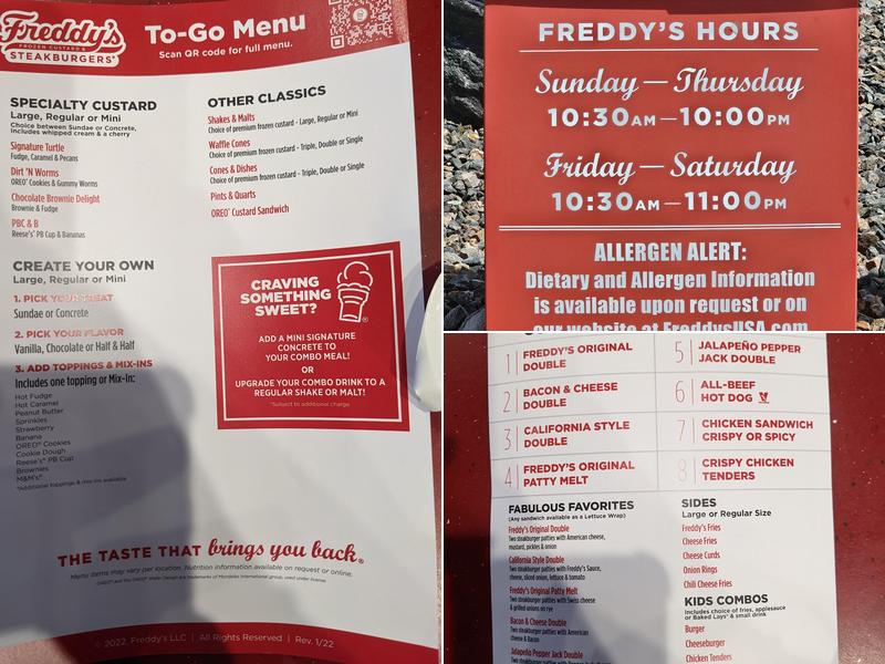 Freddy's Frozen Custard & Steakburgers Menu