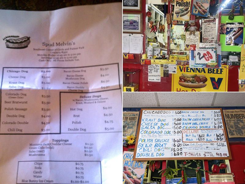Spud Melvins/Chicago Hot Dogs Menu