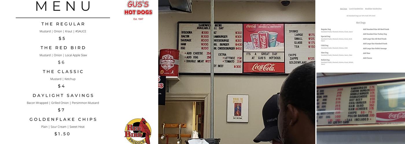Gus's Hot Dogs Menu